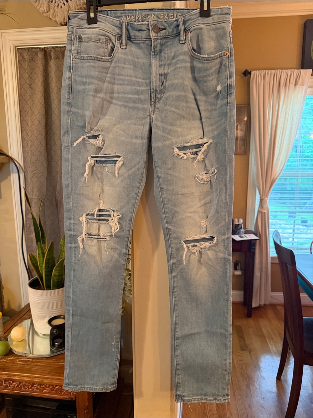 American Eagle Light Blue Ripped Skinny Jeans